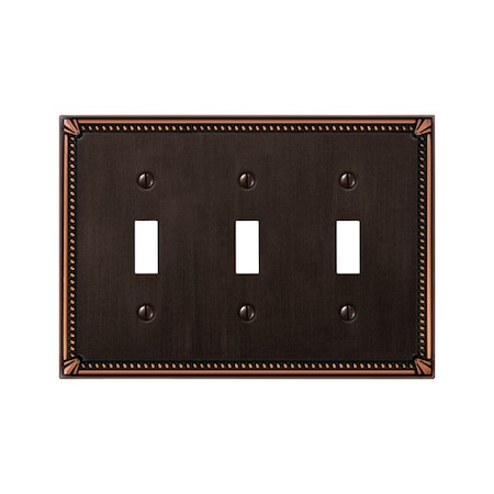 Amerelle Wall Plate, Number of Gangs: 3 gang Die-cast Metal, Aged Bronze Finish, Brown 74TTTDB